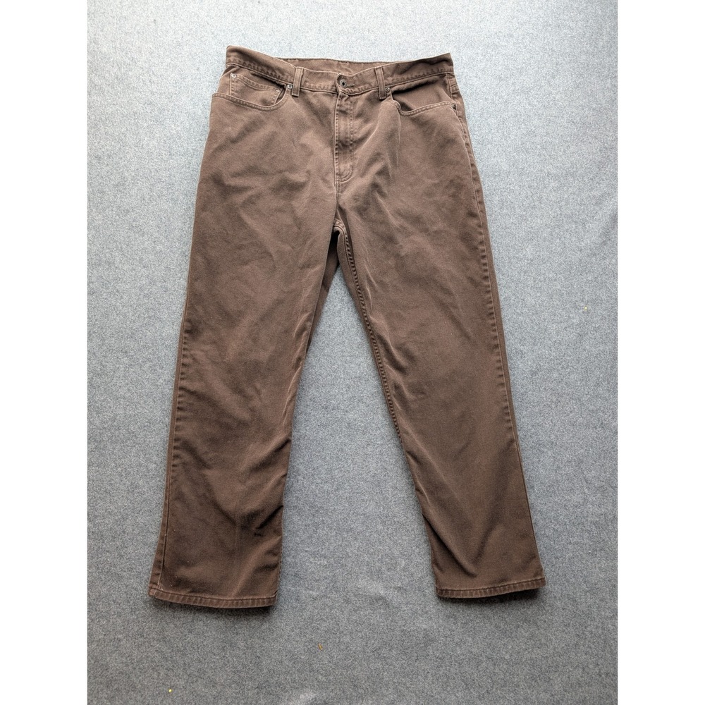 LL Bean Mens Brown 100% Cotton Straight Leg 5-Pocket Pants 38x30 OAAJ6